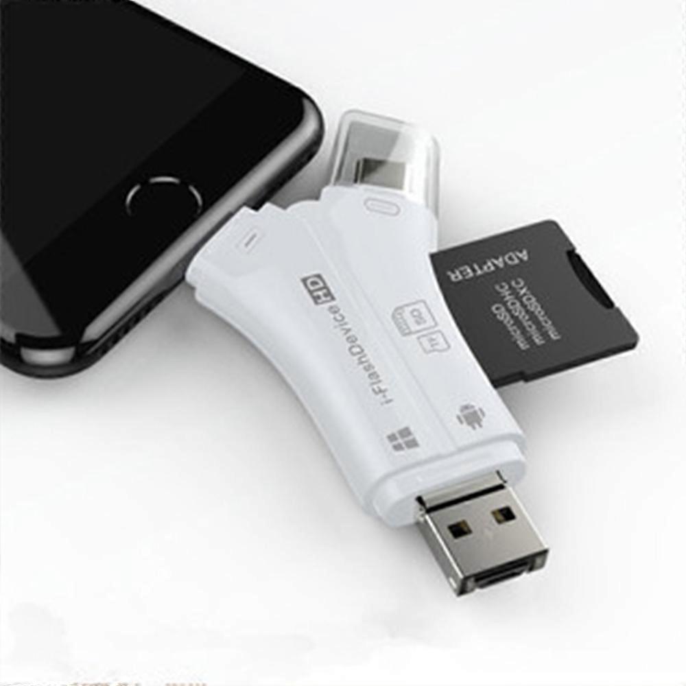 Lettore di schede SD 4 in 1 per iPhone, iPad, Android, PC, fotocamera, multi-porta, universale