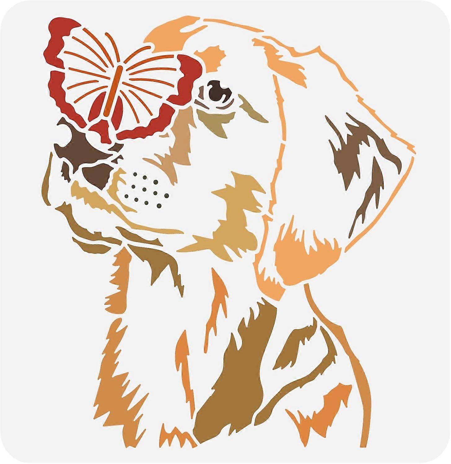 Labrador Dog Stencil 11.8x11.8 inch Butterfly Stencils Template Plastic Dog Butterfly Pattern Stencil Large Reusable Labrador Stencils for DIY Paintin
