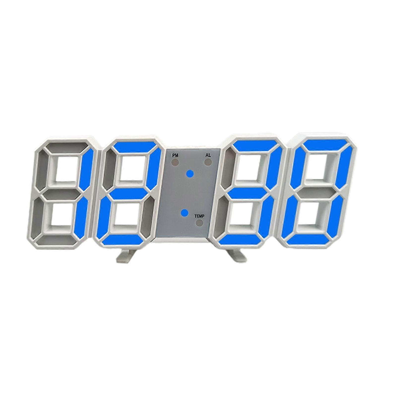 3d Digital Clock Usb Hanging Wall Clock 12/24 Hour Time Display Led Night LightBlue Light