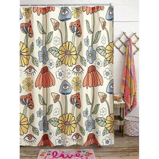 180*200cm Retro 70s shower curtain psychedelic flower pattern