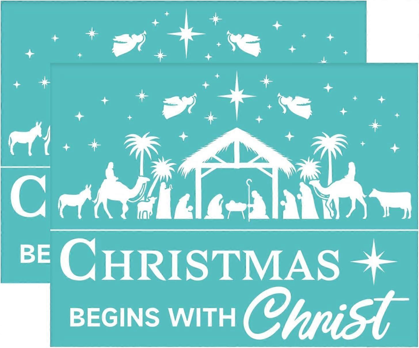 2pcs Self-Adhesive Silk Screen Printing Stencils Christmas Theme Mesh Transfers Stencil Washable Reusable Silkscreen Stencil for Printing on Wood T-Sh