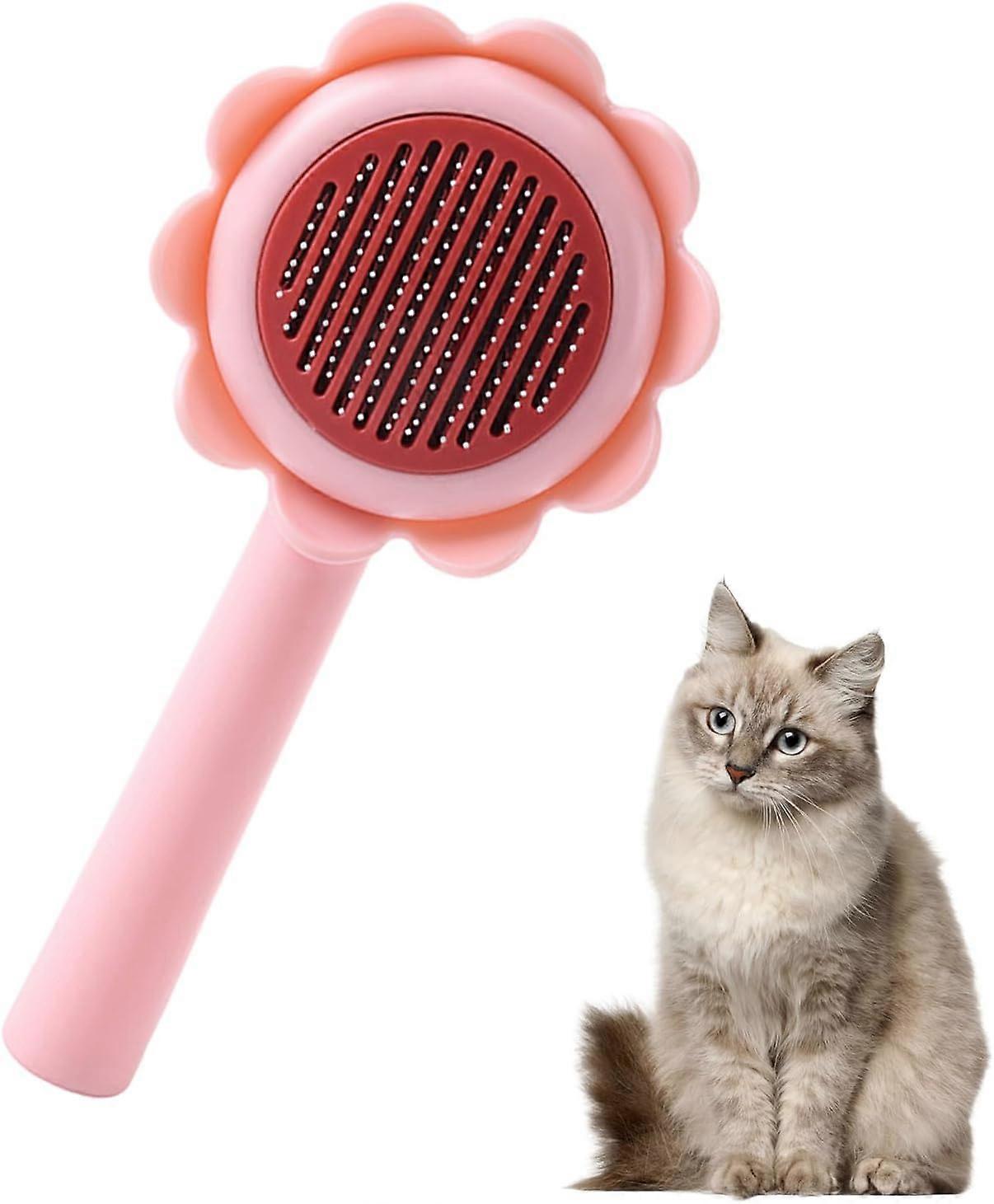Cat Brush with Release Button, Self Cleaning Cat Brush for Shedding, Cat Hair Brush for Grooming Long and Short Haired Cats Dogs