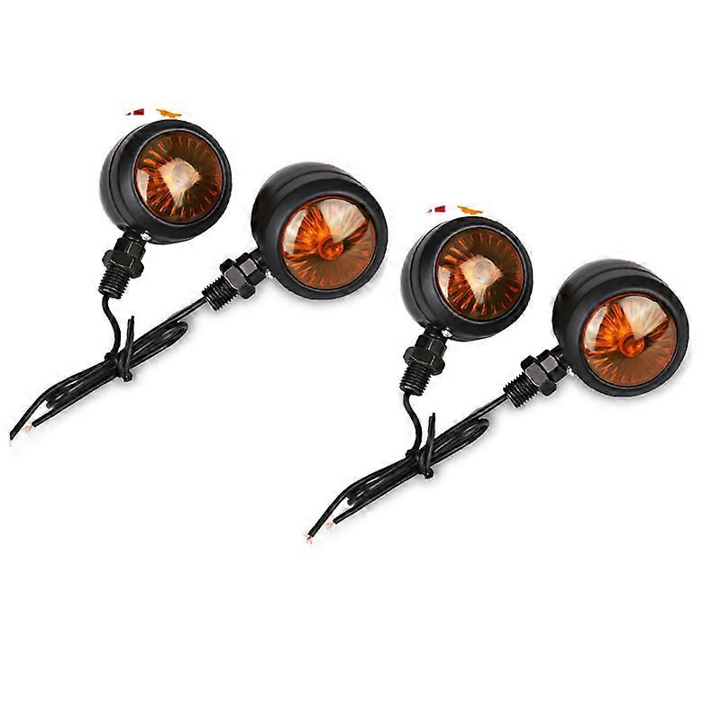 Amber/Black/Light 4Pcs Motorcycle Turn Signals Indicators Bullet Turn Signal Lamp Blinkers For Scooter Motor For Harley Black