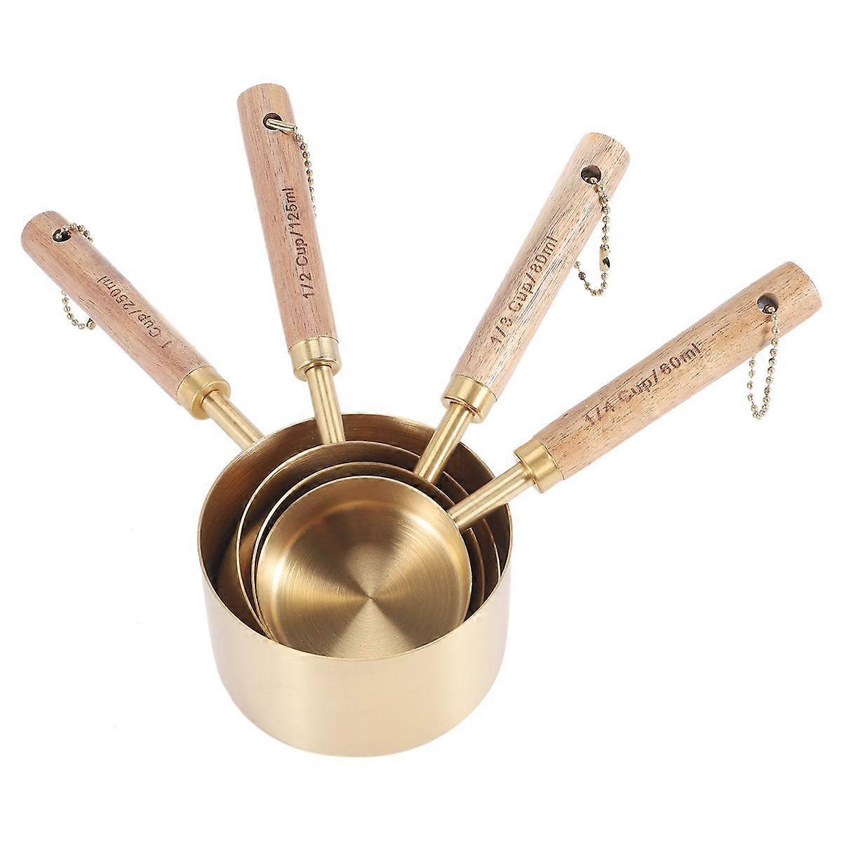 8 Piece Measuring Cups Set and Measuring Spoons, with Fragrant Wood Handles-Complete Measure Cups a