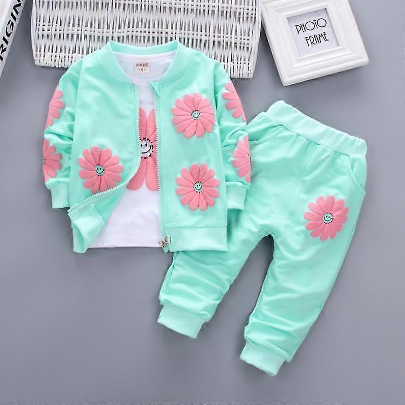 Real Roupas Infantis בגדי ילדים אביב וסתיו ילדה הדפסת כותנה טהורה חליפת ילדים שלושה חלקים 0-4y