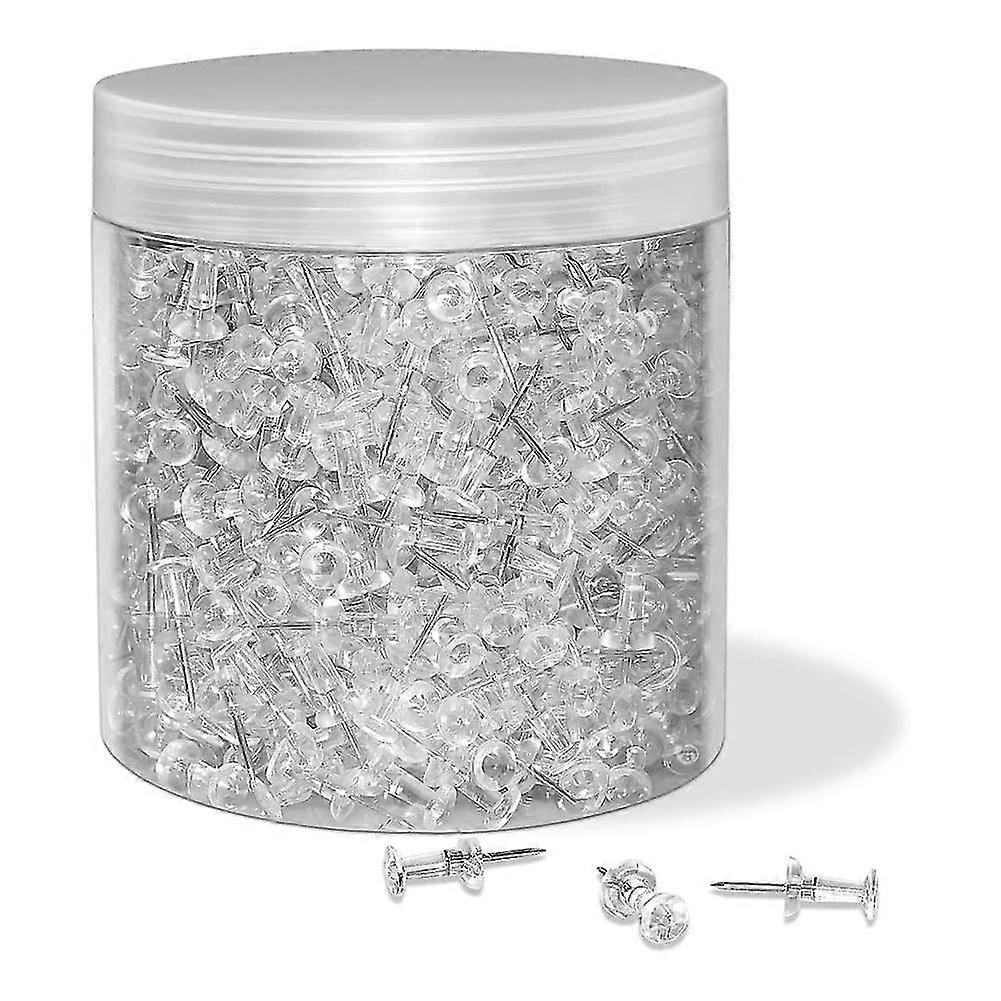 Push Pins Tacks 1000 Count dans une boîte réutilisable, Clear Thumb Tacks standard Steel Point et Clear Plasti