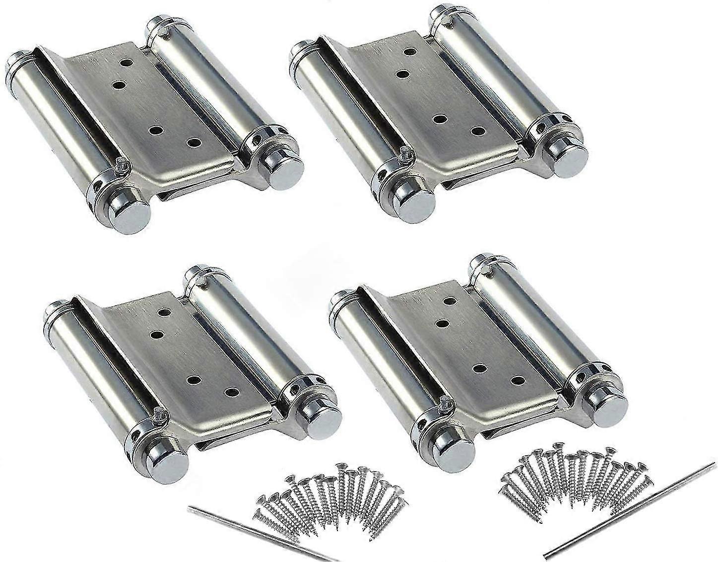 2 Pairs Saloon Cafe Counter Swing Door Hinges Double Action Stainless Steel Adjustable Perfect Self-closing 3inch