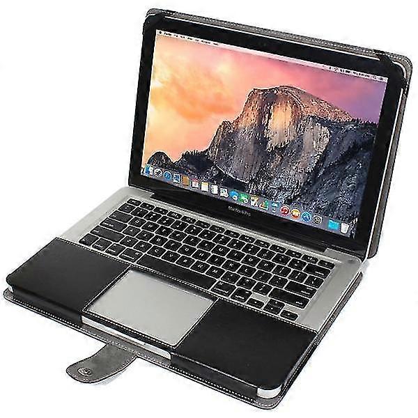 Notebook Leather Case With Snap Fastener For 13.3 Inch Macbook Pro(black)