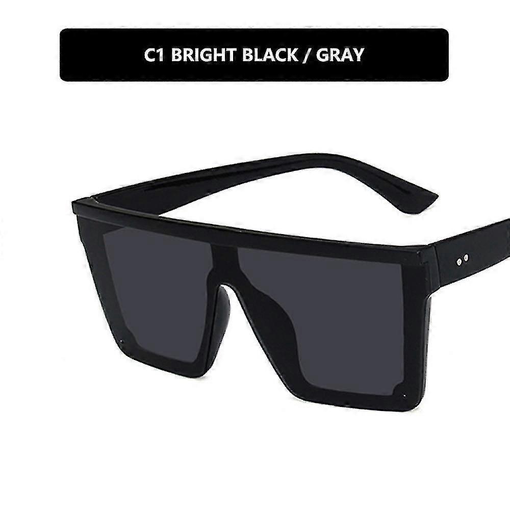 Bright Black All Greyladies Men's Sunglasses Oversized Square Rimless Sunglasses Uv400 Sunglasses Trend Big Frame One-piece Sunglasses New Men