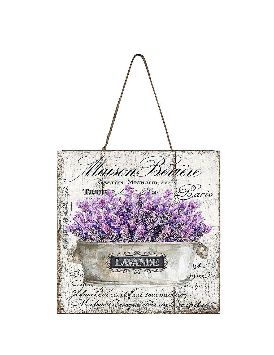 Maison Beviere Mini Letrero de Madera de Lavanda 5" x 5"