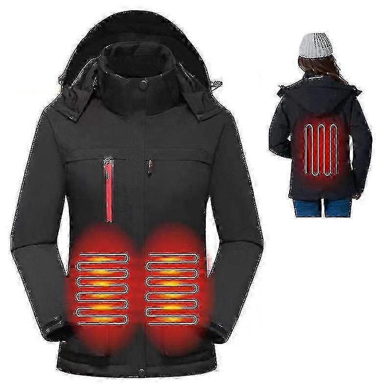 Women's Heated Jacket, Windproof Electric Insulated Coat With Detachable Hood