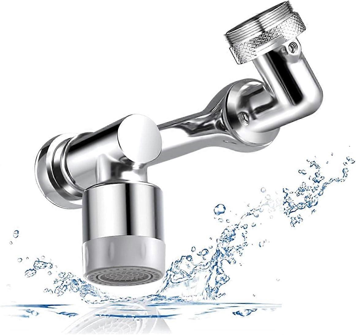 Universal Swivel Faucet Extender, 1080 Large Angle Swivel Kitchen Sink Faucet Aerator, Splash Filter Swivel Mechanical Arm 2 in 1 Faucet Attachment