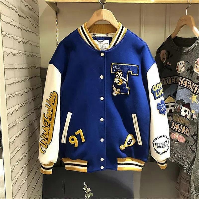 ins jakke kvinne vår og høst løs 2021 ny trendy merkevare hit farge høstjakke retro Y2K menn og kvinner baseball uniform