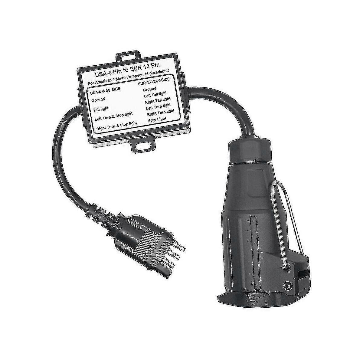 Us To Eu Trailer Light Converter For Us 4-pin Flat Plug Socket To European Trailer 13-pin Round Plu Z