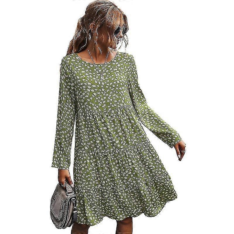 Manga de mujer Crew Neck Dot Printed Keyhole Shift