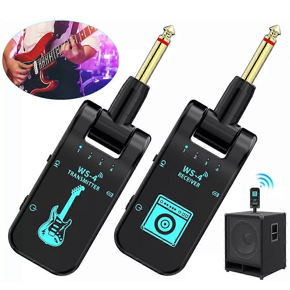 2.4GHz LED Display Wireless Guitar System Transmitter Receiver Rechargeable 40M