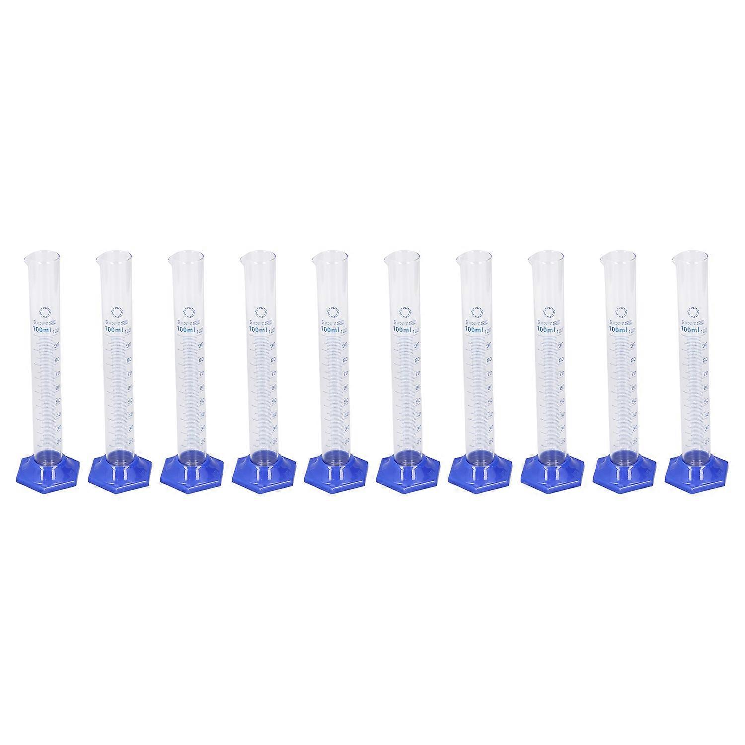 10Pcs Measuring Cylinder Glass 100ml Large Capacity Clear Scale Tool Set Kit for Experiment