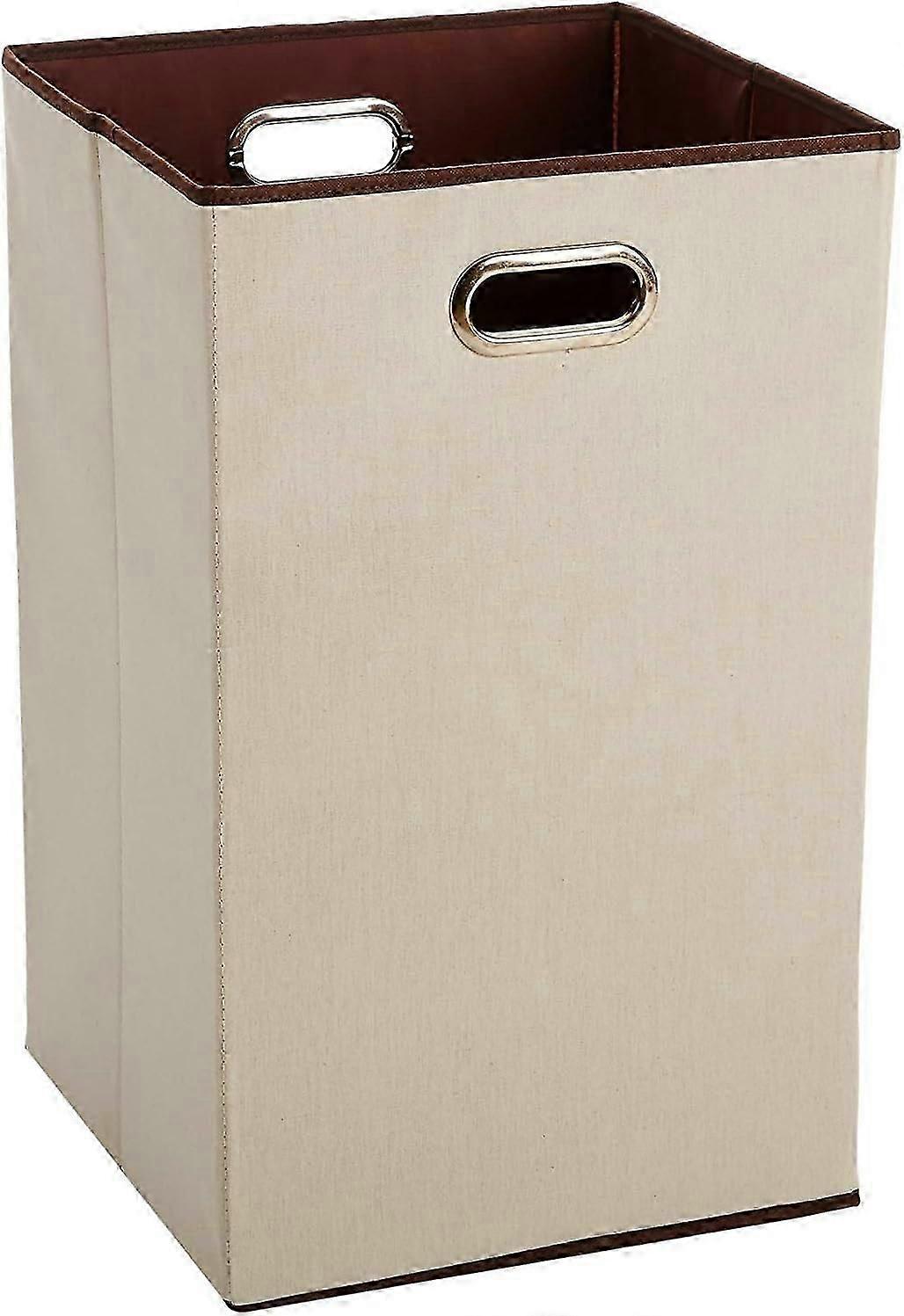 Foldable Rectangular Beige Laundry Basket
