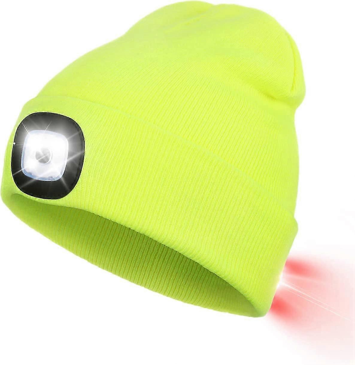 Beanie Hat With Led Light On Front And Ba, Usb Rechargeable Headlamp, Knitted Hat With Light For Jogging, Camping, Cycling,7367
