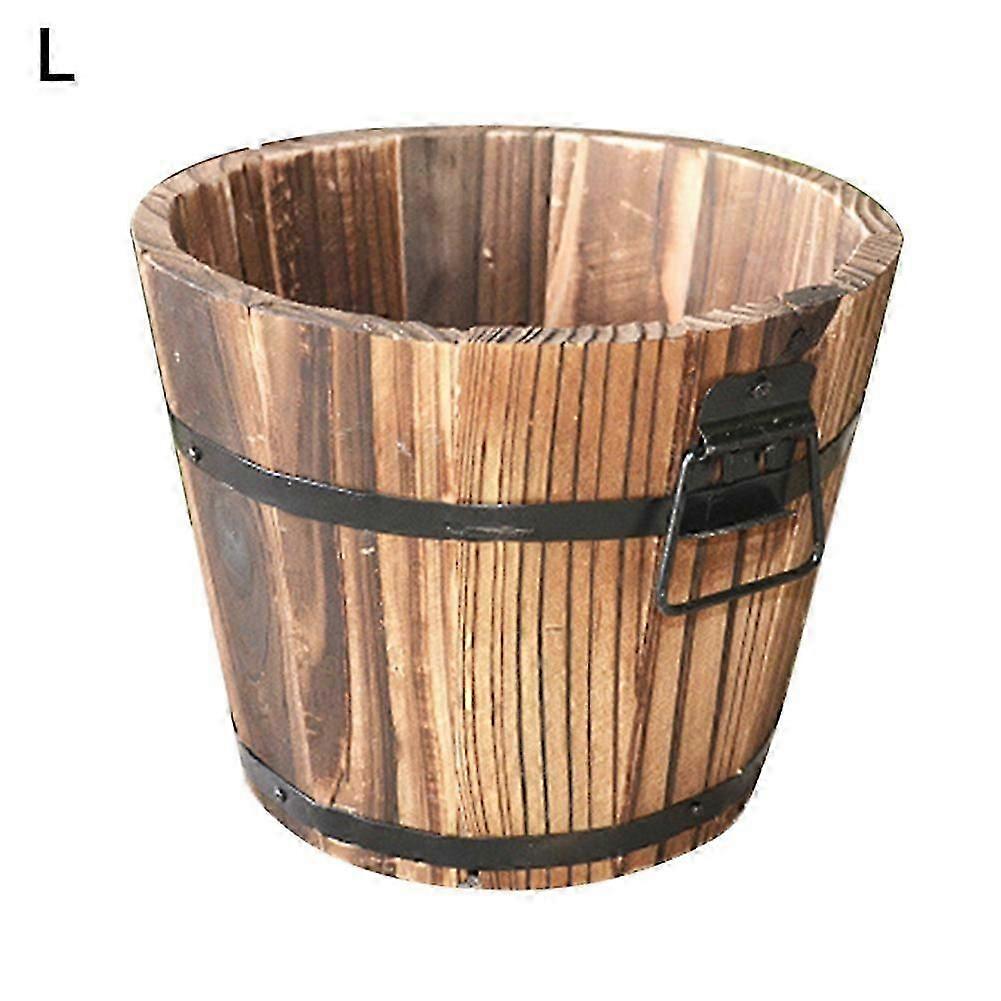 Rustic Succulent Planter Wooden Barrel Empty Flower Pot Container Garden Decor JIKAIX
