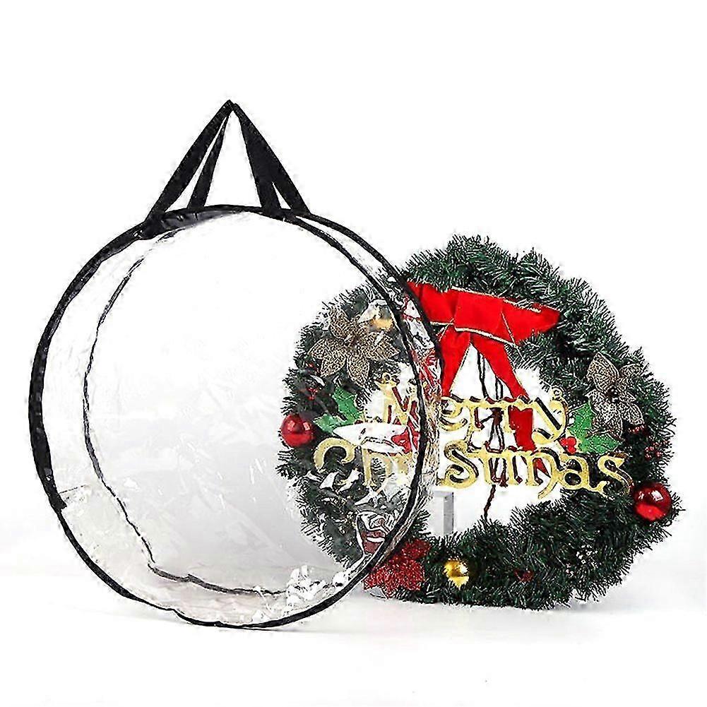 Clear Wreath Storage Bag Zippered Closure Large Protective Bag with Reinforced Handle