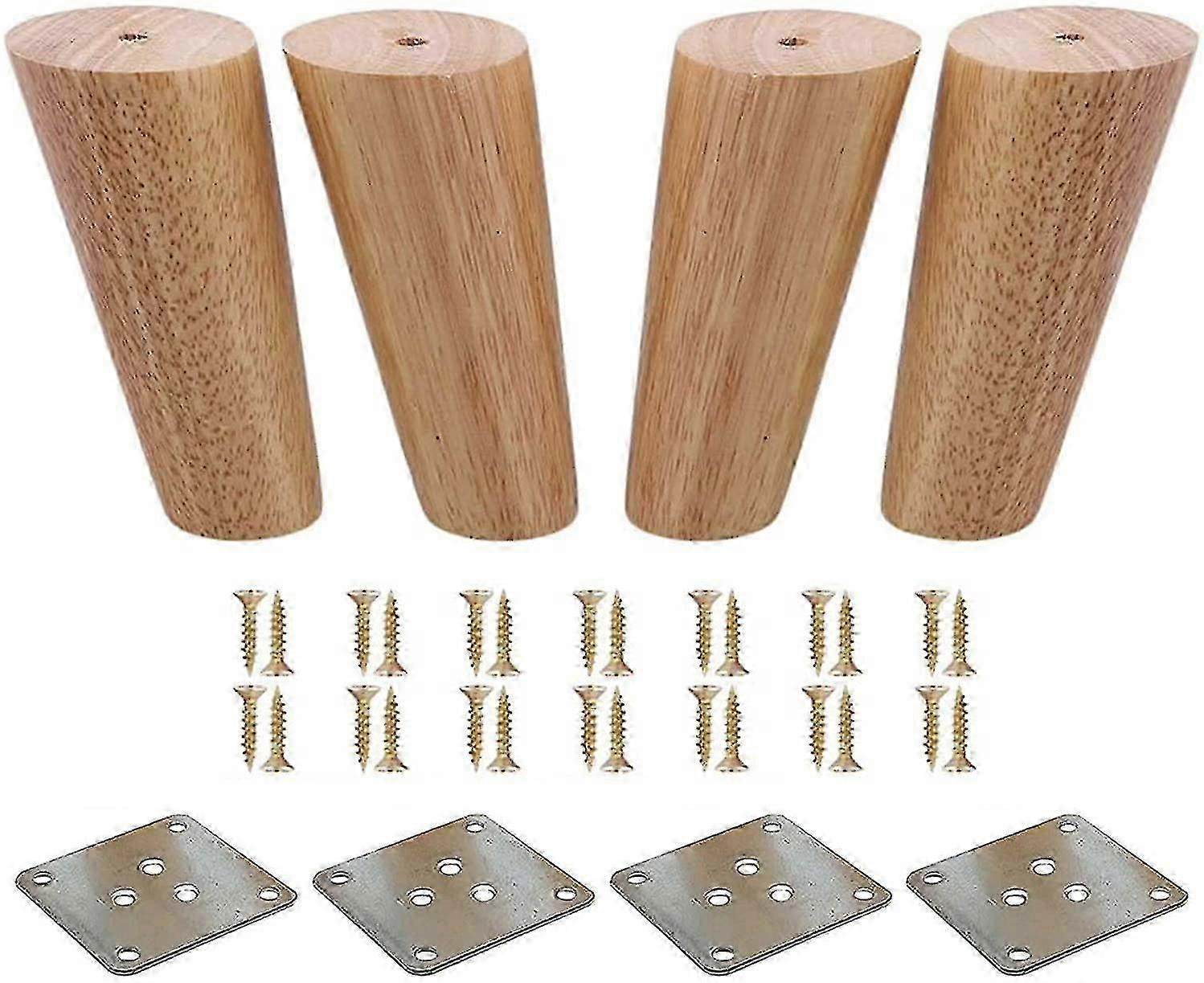 Solid Wood Furniture Legs 4 Pcs - Replacement Table Legs for Cabinets, Beds, Sofas