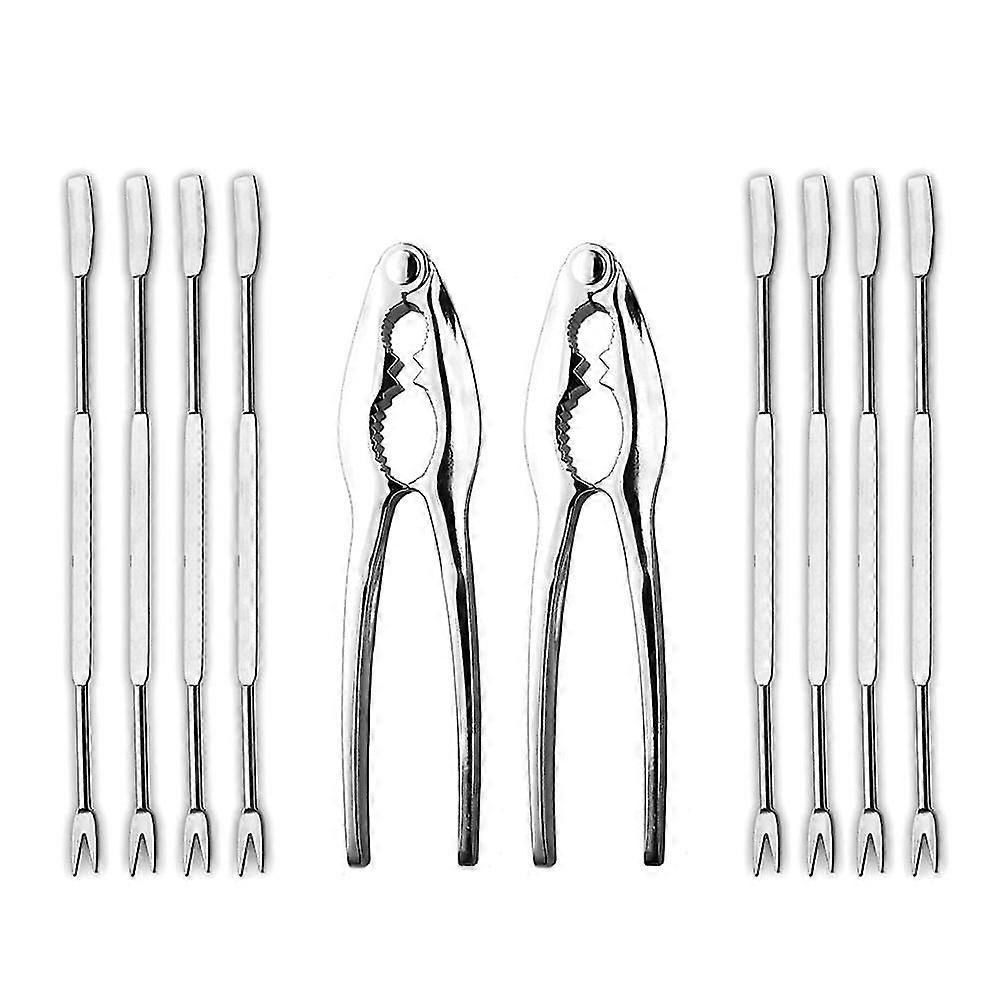 Lobster Craers And Pis Set, 10-piece Crab Leg Craers And Tools - Stainless Steel Seafood Craers Forks Nut Craer Set