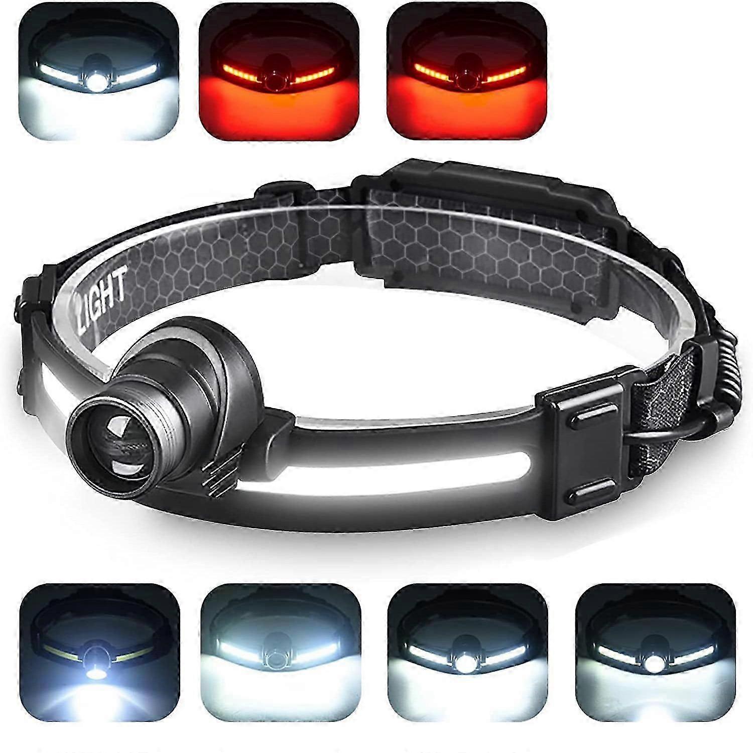 Rechargeable LED Headlamp - Waterproof Spotlight (Adjustable Headband)
