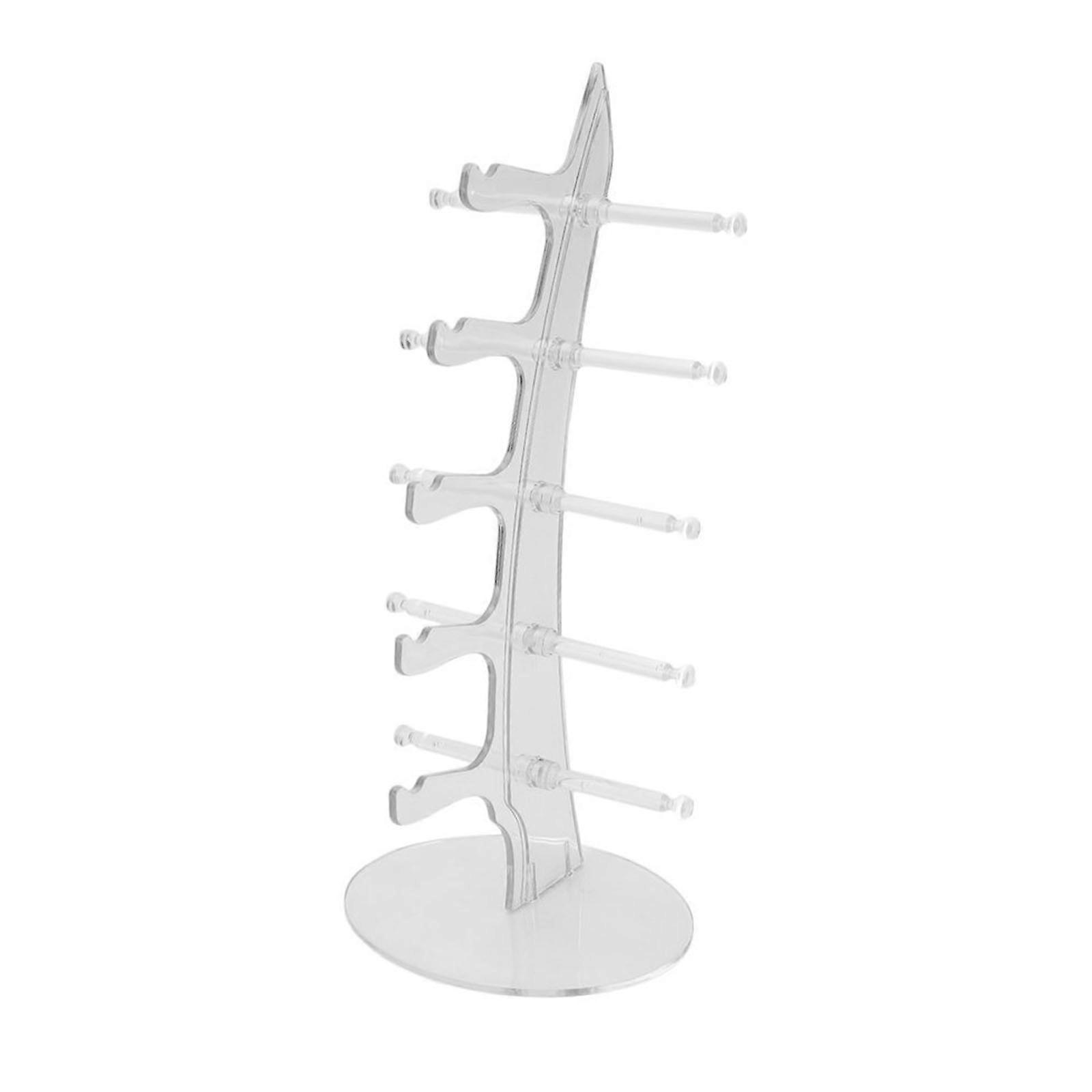 Clear Acrylic Sunglass Rack Frame Glasses Organizer Eyeglass Storage Holder Multiple Eyewear Display Stand 5 Layers  Clear