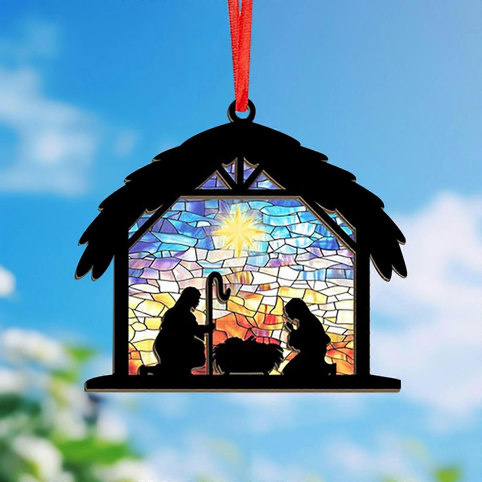 Nativity Scene Suncatcher Ornaments