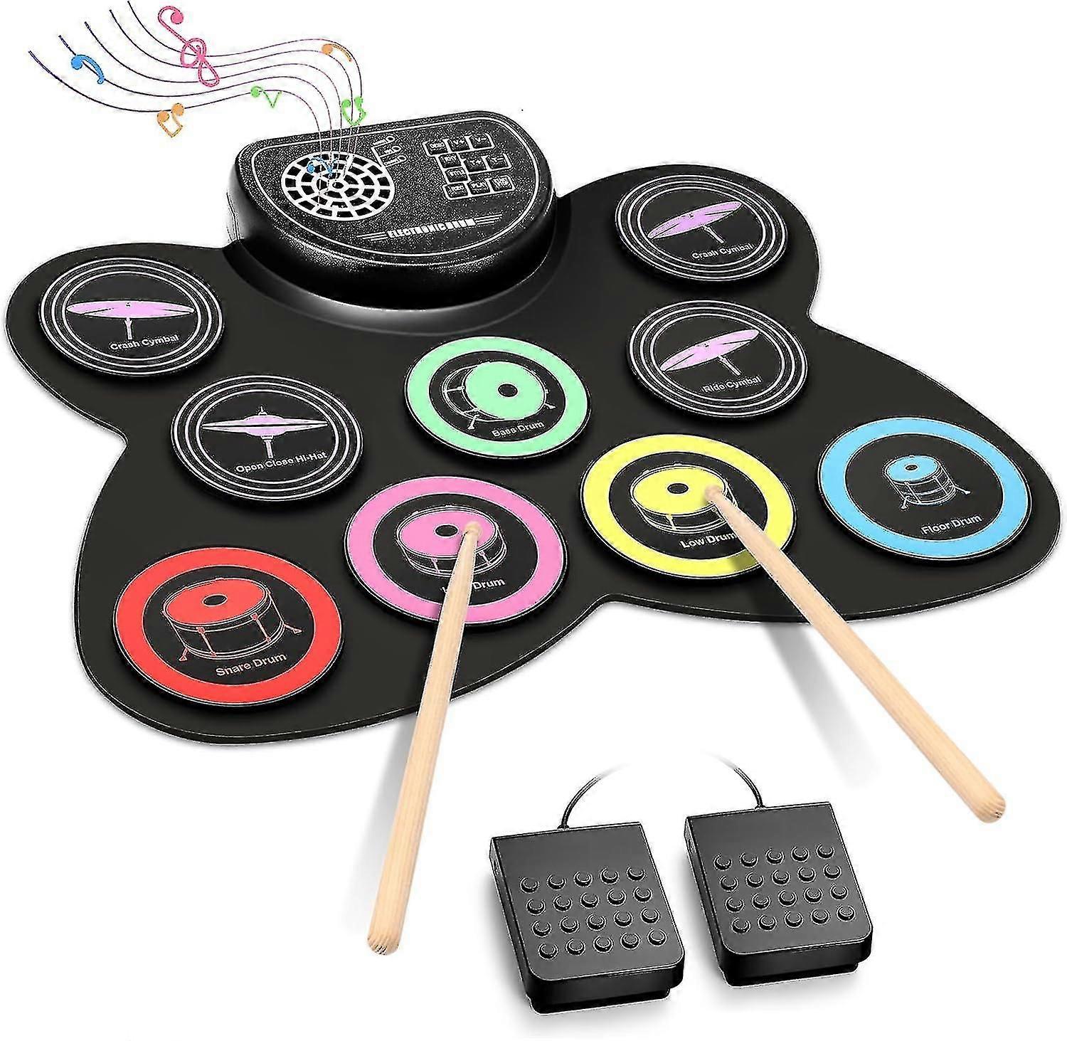 Electric Drum Set 9 Drum Pad With Built-in Speaker Drum Pedals Drum Sticks Great Christmas Birthday Gifts For Kids