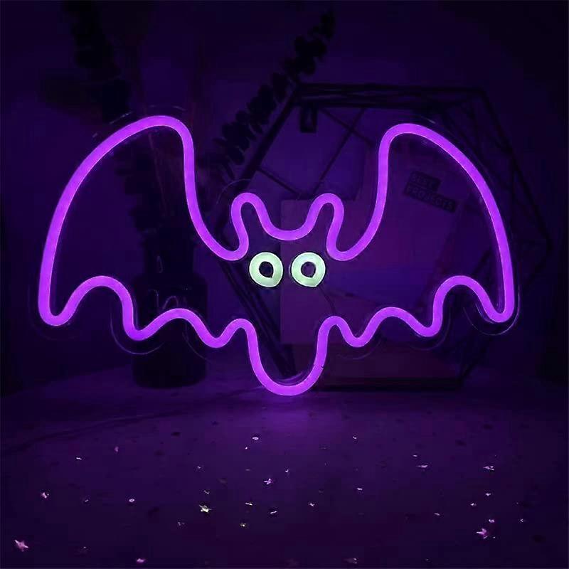 Pink Bat LED Neon Sign - USB-Powered Acrylic Wall Art for Parties or Room Decor