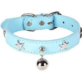 Dog Collar with Bell and Star Studs,Dog Necklace for Cat Puppy Small Medium Large Dog Collar Pet Collar Adjustable LengthM
