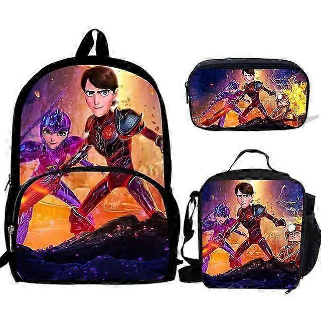 3pcs/set σχολικές τσάντες για Teen Girlsamp; αγόρια Σχολική τσάντα Κινούμενα σχέδια Trollhunters Μοτίβο Τσάντα Βιβλιοθήκη Lovely Satchel