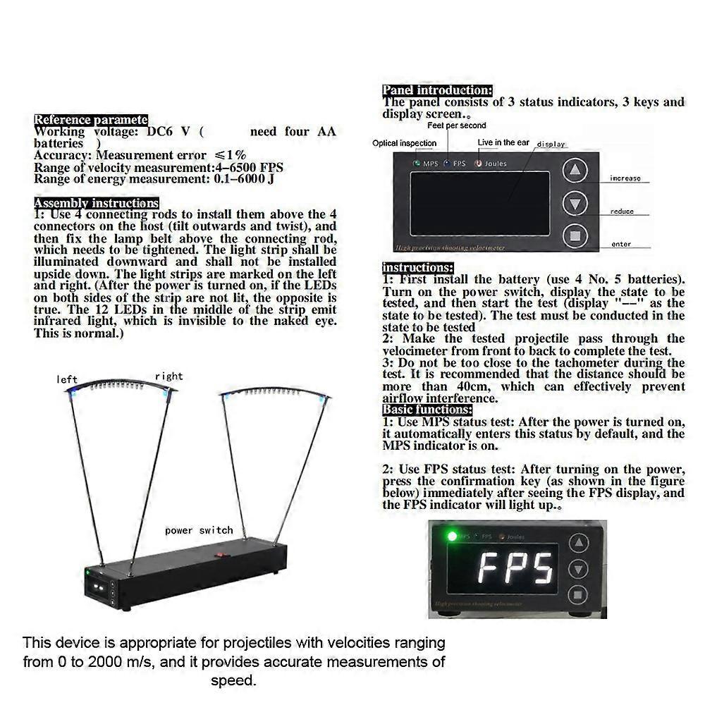 Velocimetry Speed Measuring Instrument 0-2000MPS Bow Velocity Measurement Tool Aluminum Alloy Professional Canopy-type Speedometer