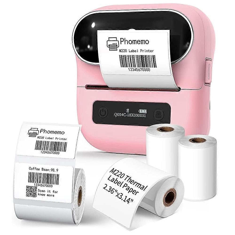 PHOMEMO M220 Mini Thermal Printer Bluetooth Home Barcode Self-adhesive Label Printing Device-Pink