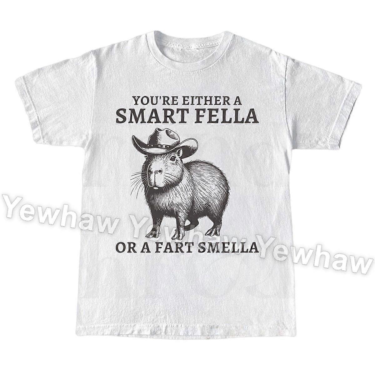 Inteligentna koszulka Fella Or Fart Smella, mem retro kapibara, koszulka z grafiką w stylu vintage z lat 90.