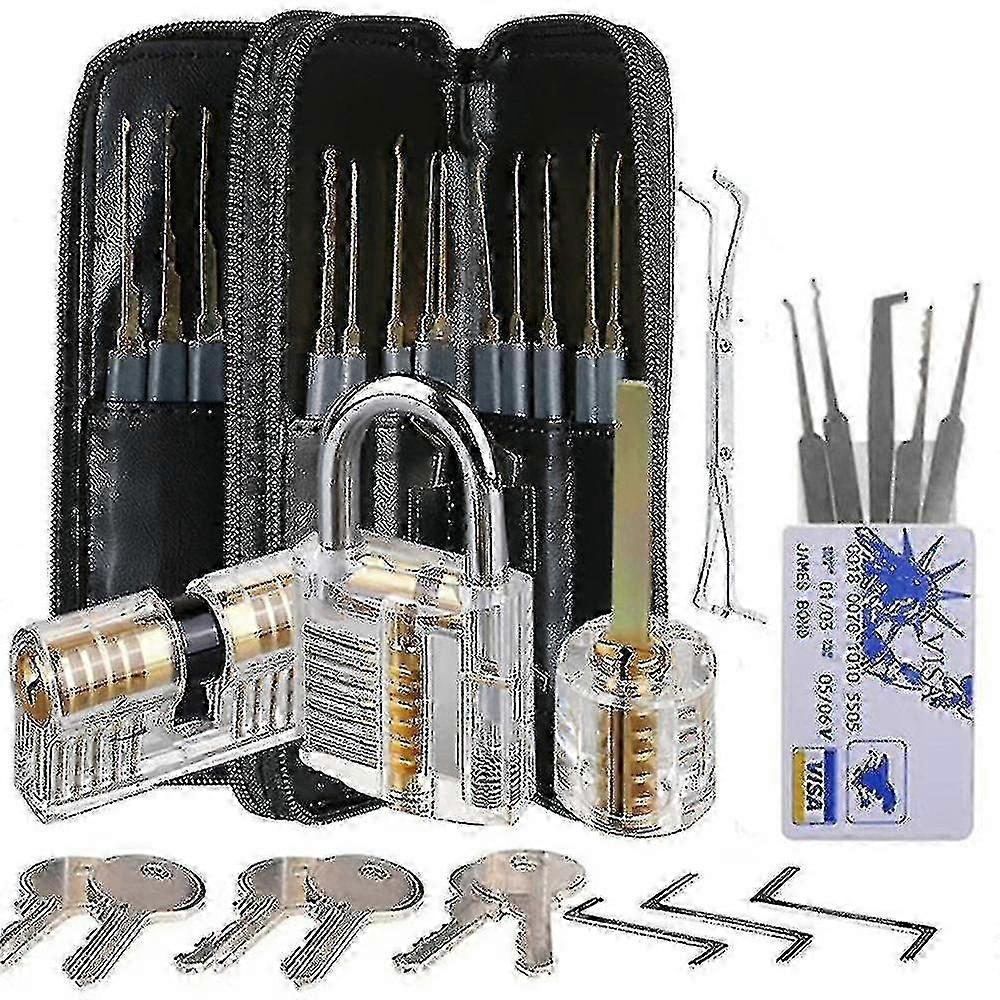30-piece Lock Picking Kit 3 Transparent Practice Locks For Beginners And Locksmith Training