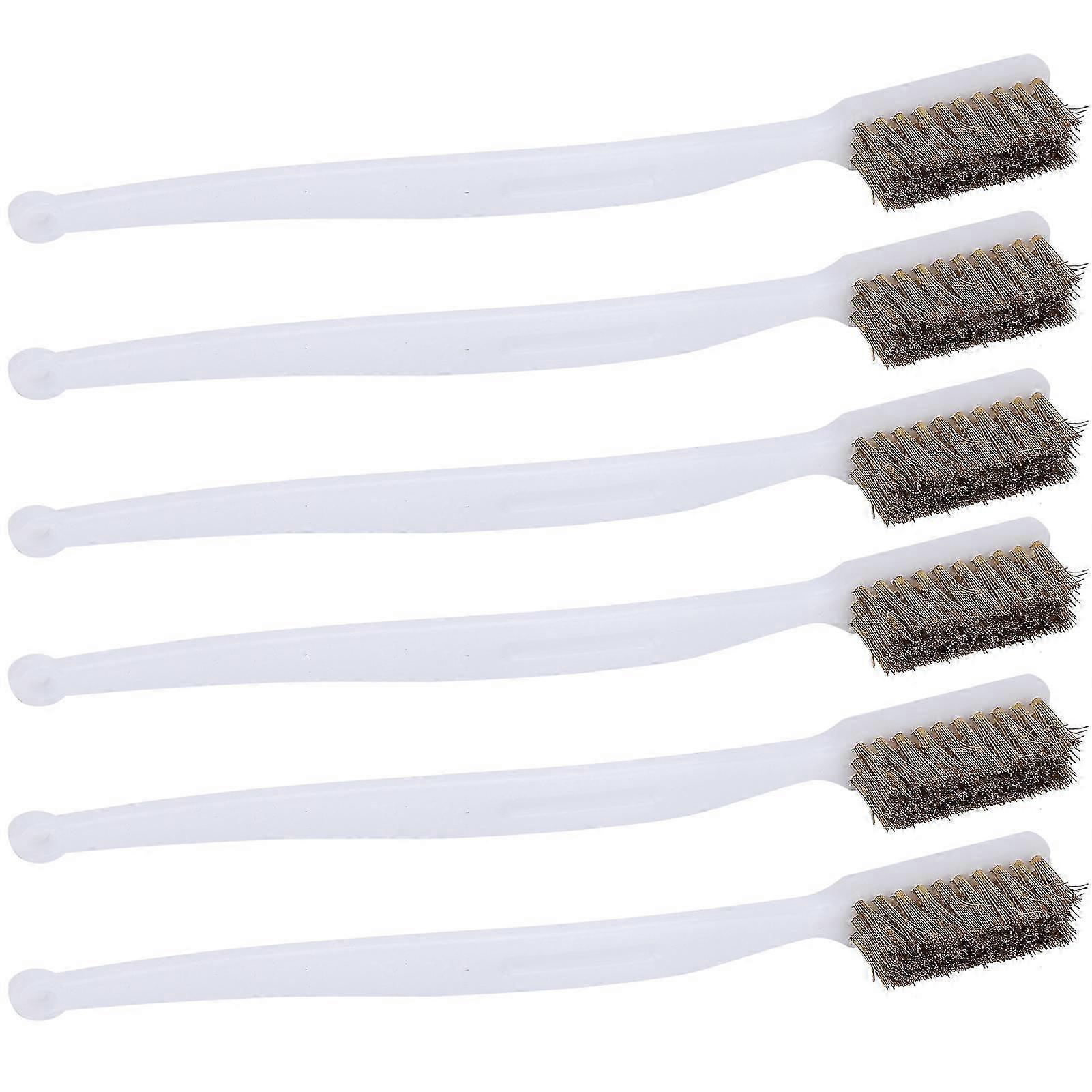 6pcs Printer Cleaning Steel Wire Brush Plastic Handle Rust Removal Wire Brush Accessory