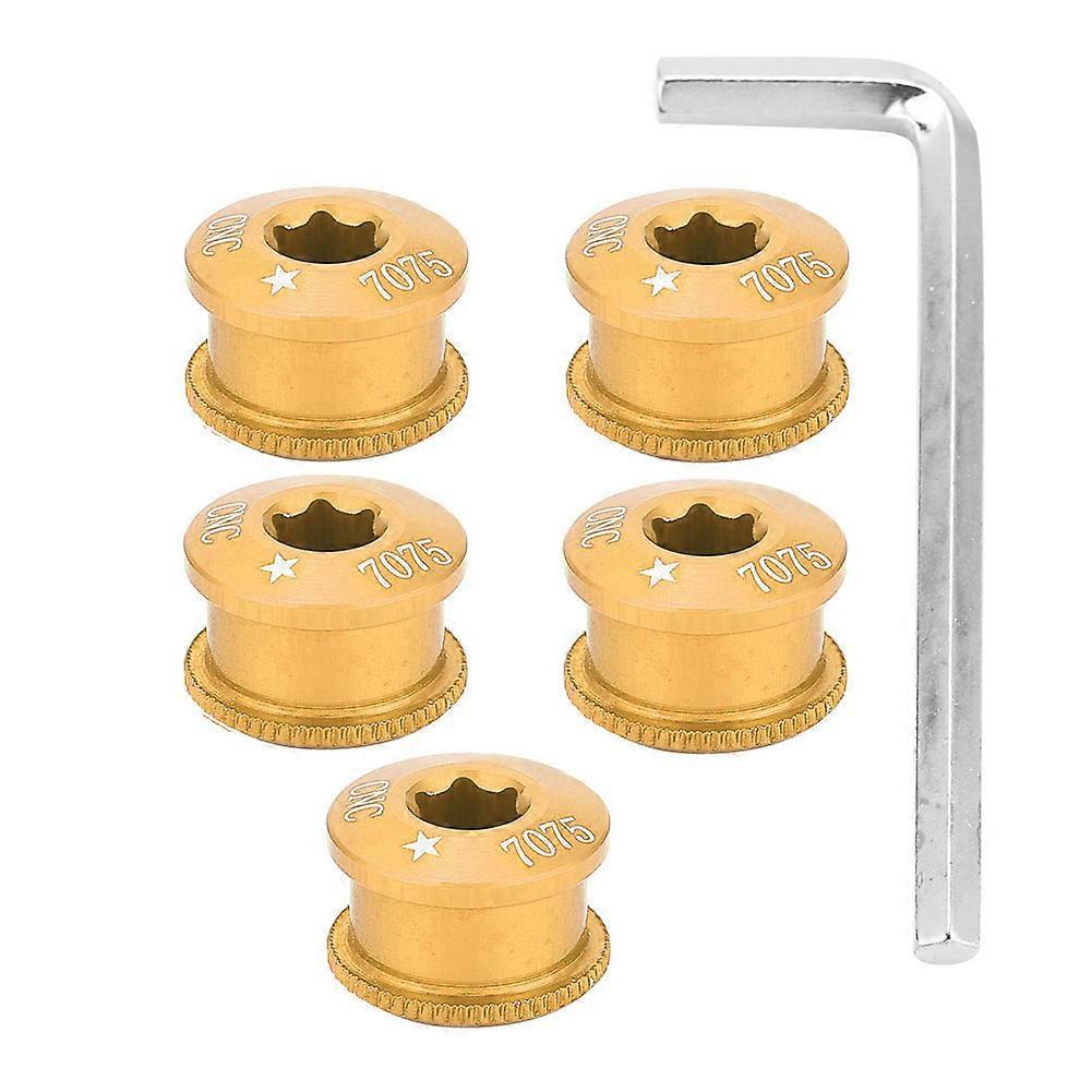 5pcs Bicycle Chainring Bolts for Single, Double, Triple Speed (Gold, 5mm)