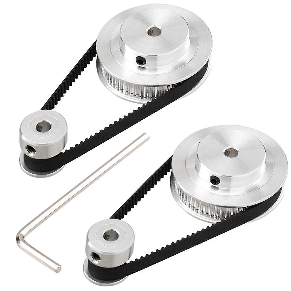2 Kit Synchronous Wheel 20&60 Teeth 5mm Bore,Aluminum Timing Pulley with 2 Pcs Length 200mm Width 6m
