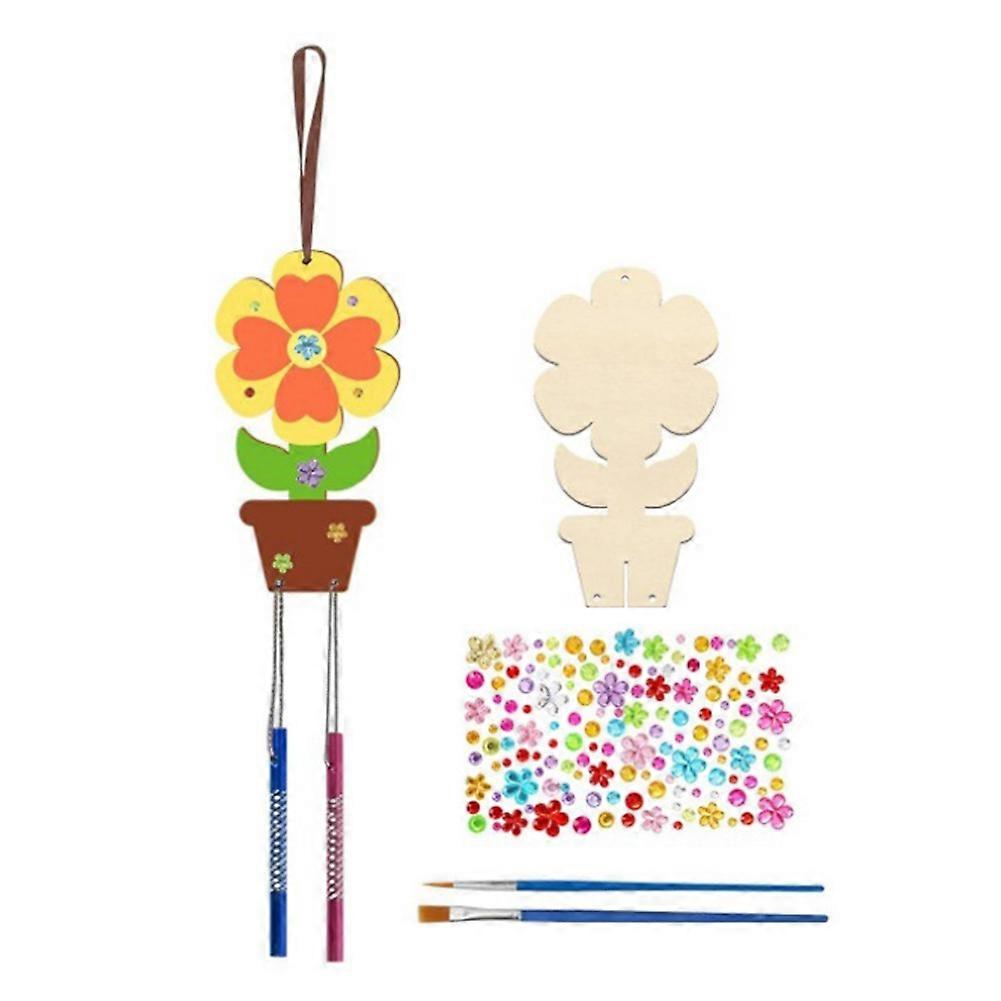 Children'S Wind Chime Ornaments DIY Painted Pendant,Flower Set