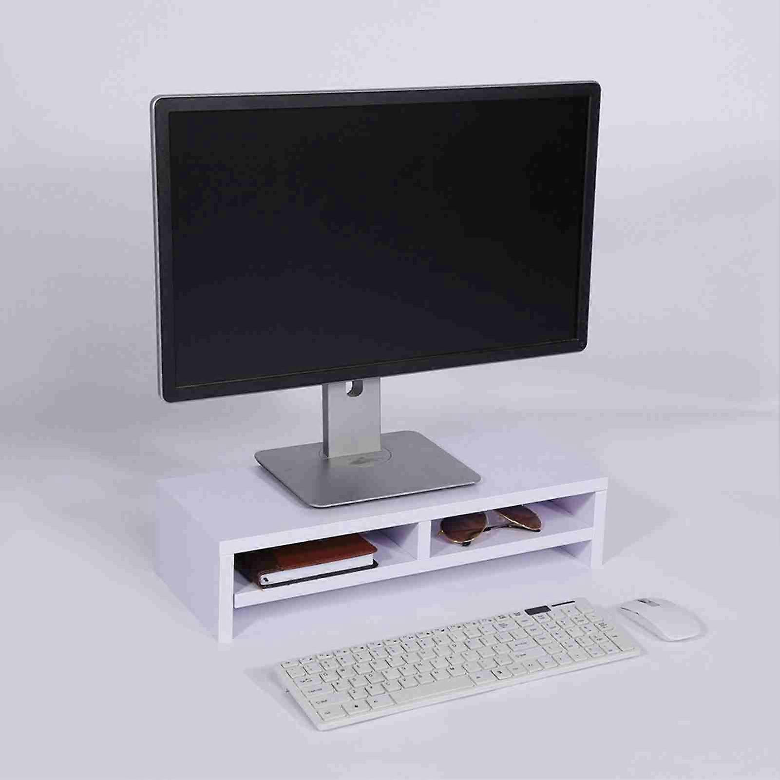 Desktop Monitor Stand Riser for LCD TV Laptop Screen, Computer Desk Shelf Organizer Office Workspace Purplish White