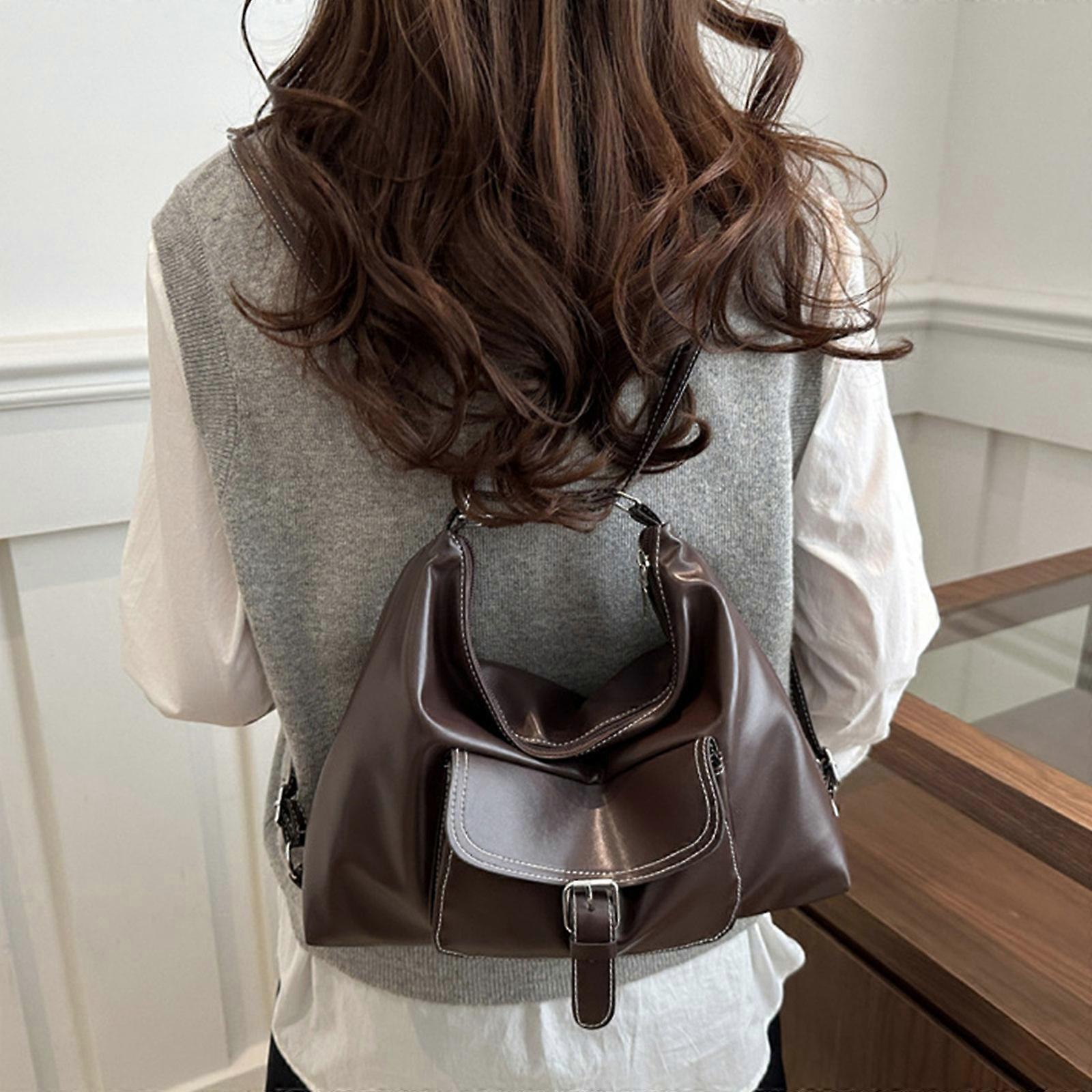 PU Leather Crossbody Bag For Women Retro Backpack Shoulder Bags Underarm Purse For Shopping Travel And Daily Commutes  brown
