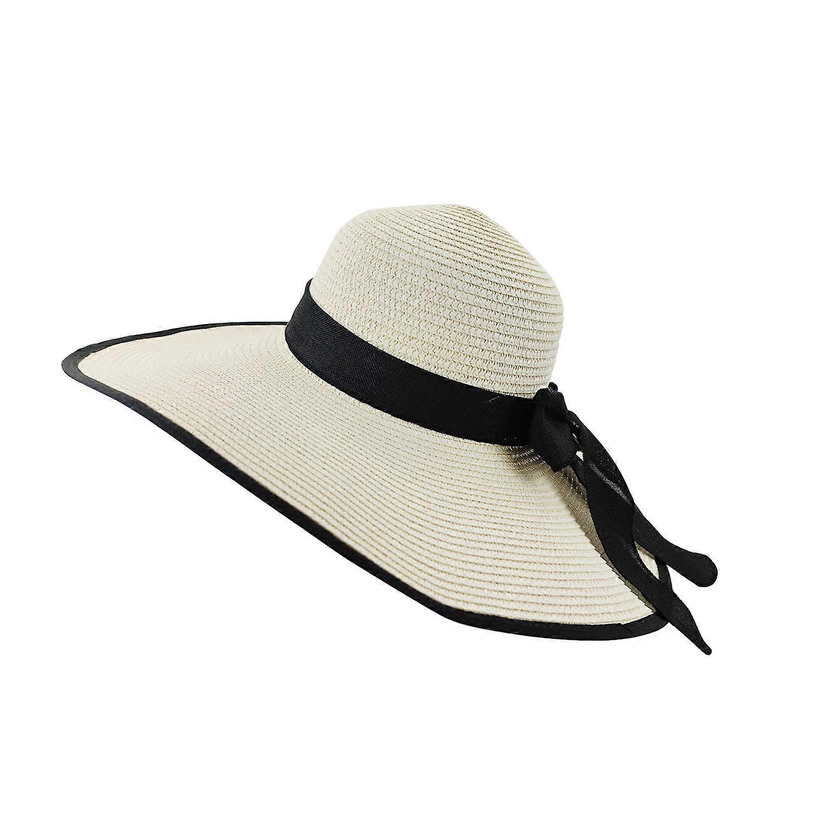 Wide Brim Straw Hat Large Floppy Foldable Rollable Beach Summer Packable Sun Hat