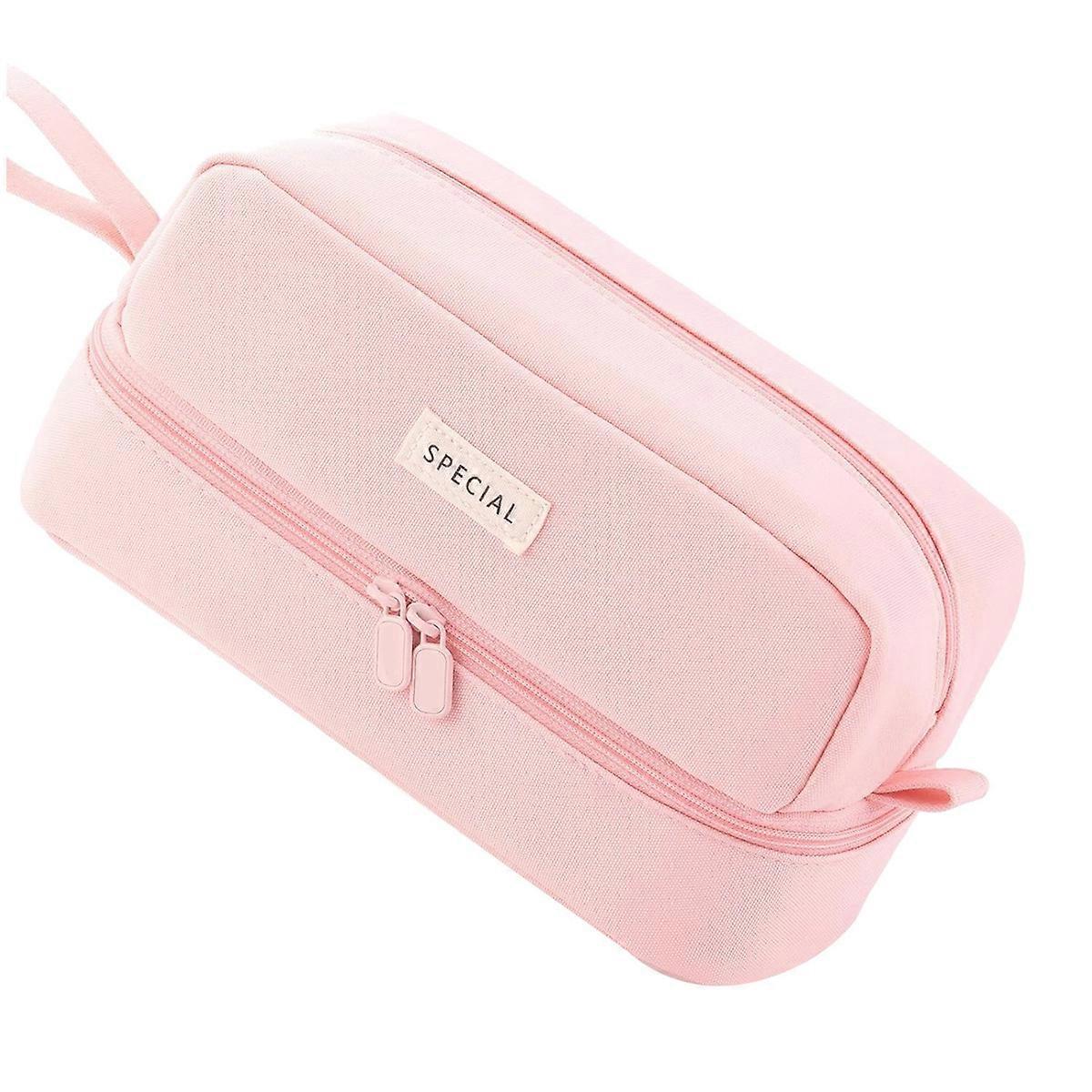 Big Capacity Large Pencil Case with 2 Compartments Pink