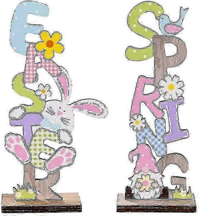 Easter Tabletop Easter Wooden Decor Easter Easter Tabletop Ornaments 2pcs Easter Table Decoration
