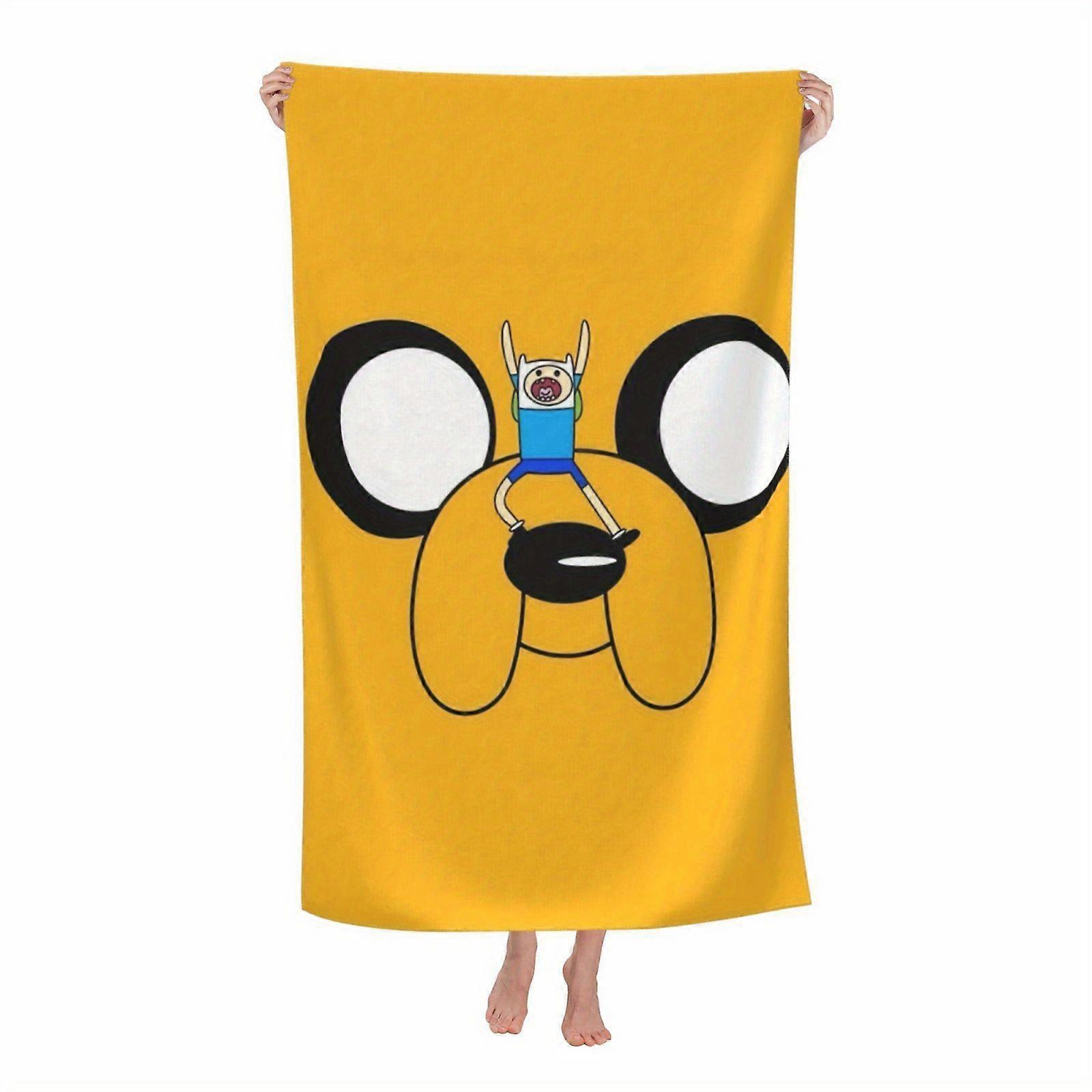 Adventure Time Finn & Jake Beach Towel - Soft, Lightweight Microfiber for Beach, Travel, Yoga, Swimming - Vibrant Yellow with Iconic Character Design 