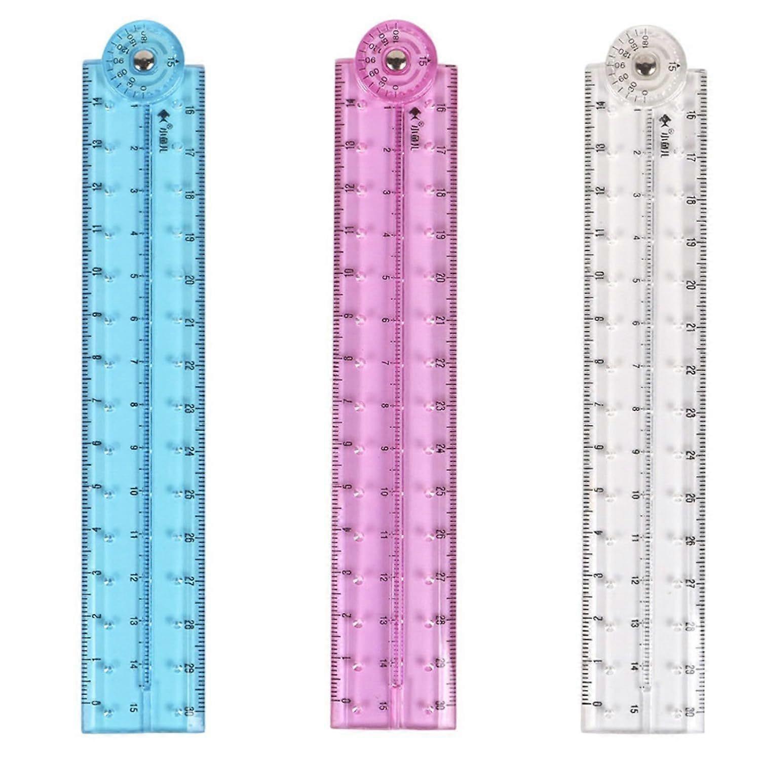 Folding Ruler 30cm Foldable Ruler Clear Ruler 15cm Transparent Straight Ruler Shatterproof Plastic Ruler Flexible Ruler Geometric Ruler for School