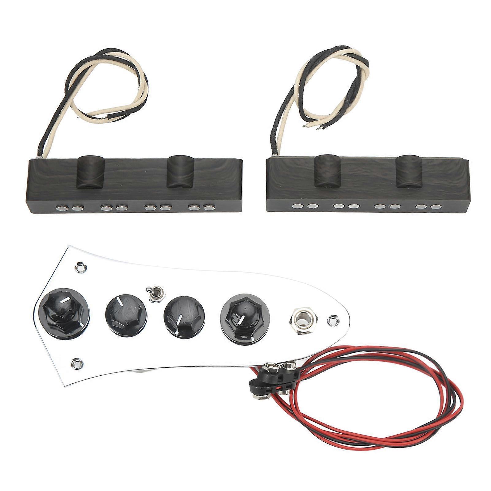 4 String Noiseless Pickup Set with Wired Bass Control Plate